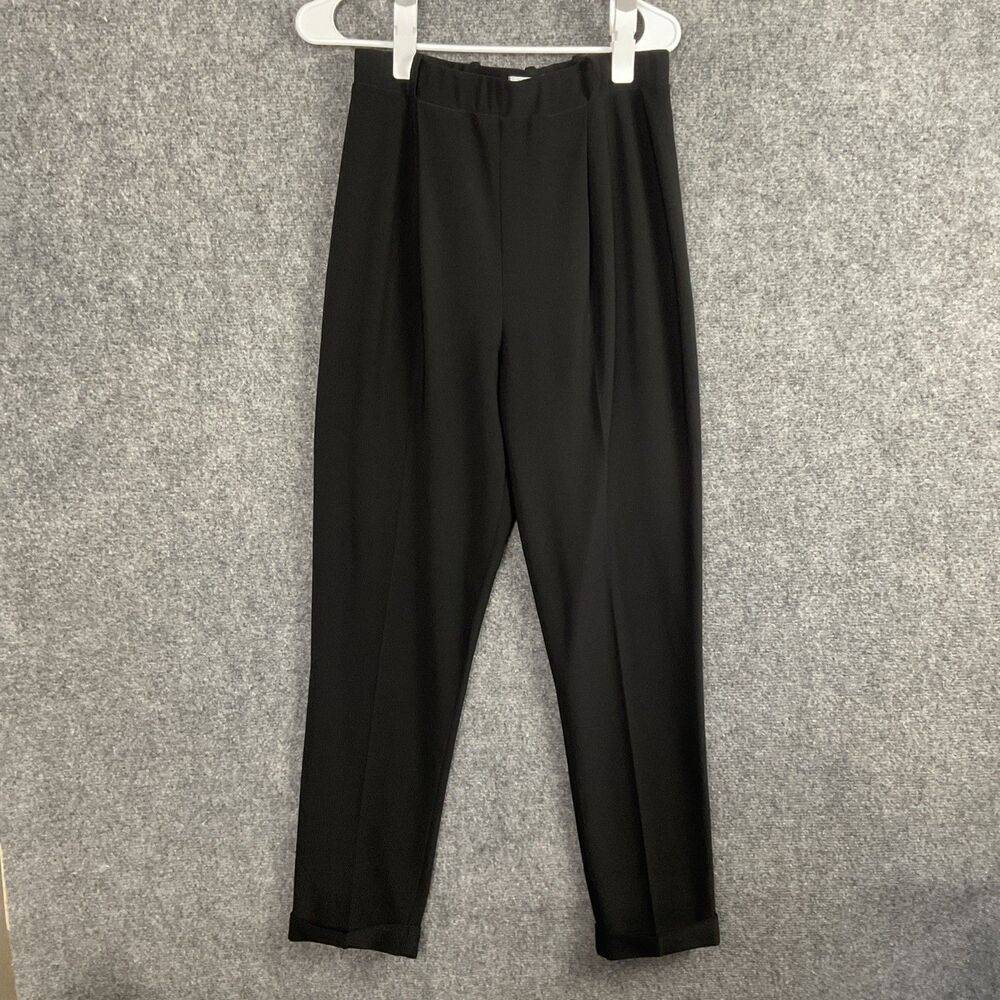 Joseph Ribkoff Pants Womens Size M Black Pull On cuffed Hem Stretch classic